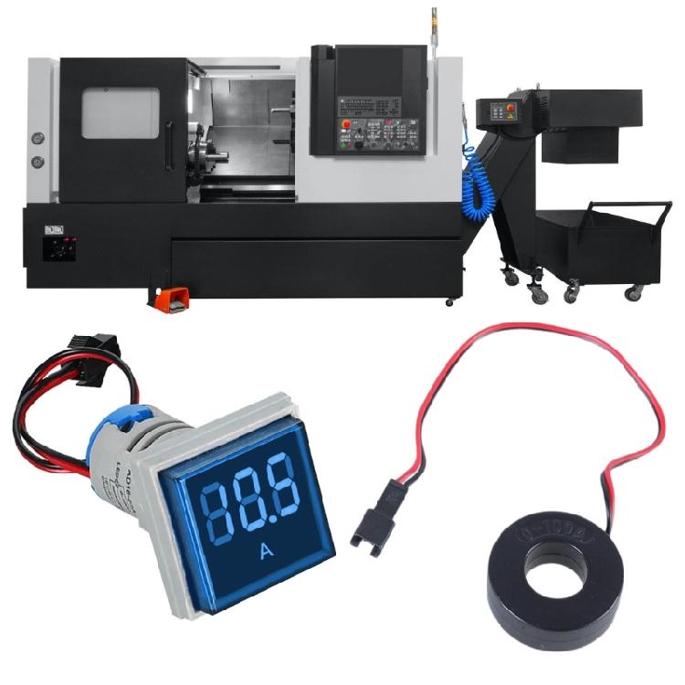 22mm Square Head Current Tester Gauge Digital Ammeter AC100A Current Meter LED Backlit Screen 0-100A Current Detector