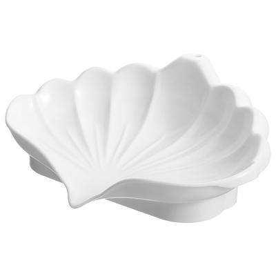 Seashell Soap Dish Plastic Soap Holder Countertop Soap Tray Bathroom Shell Soap Box Hand Dispenser Drain Rack 16.8X13.2X5.3cm