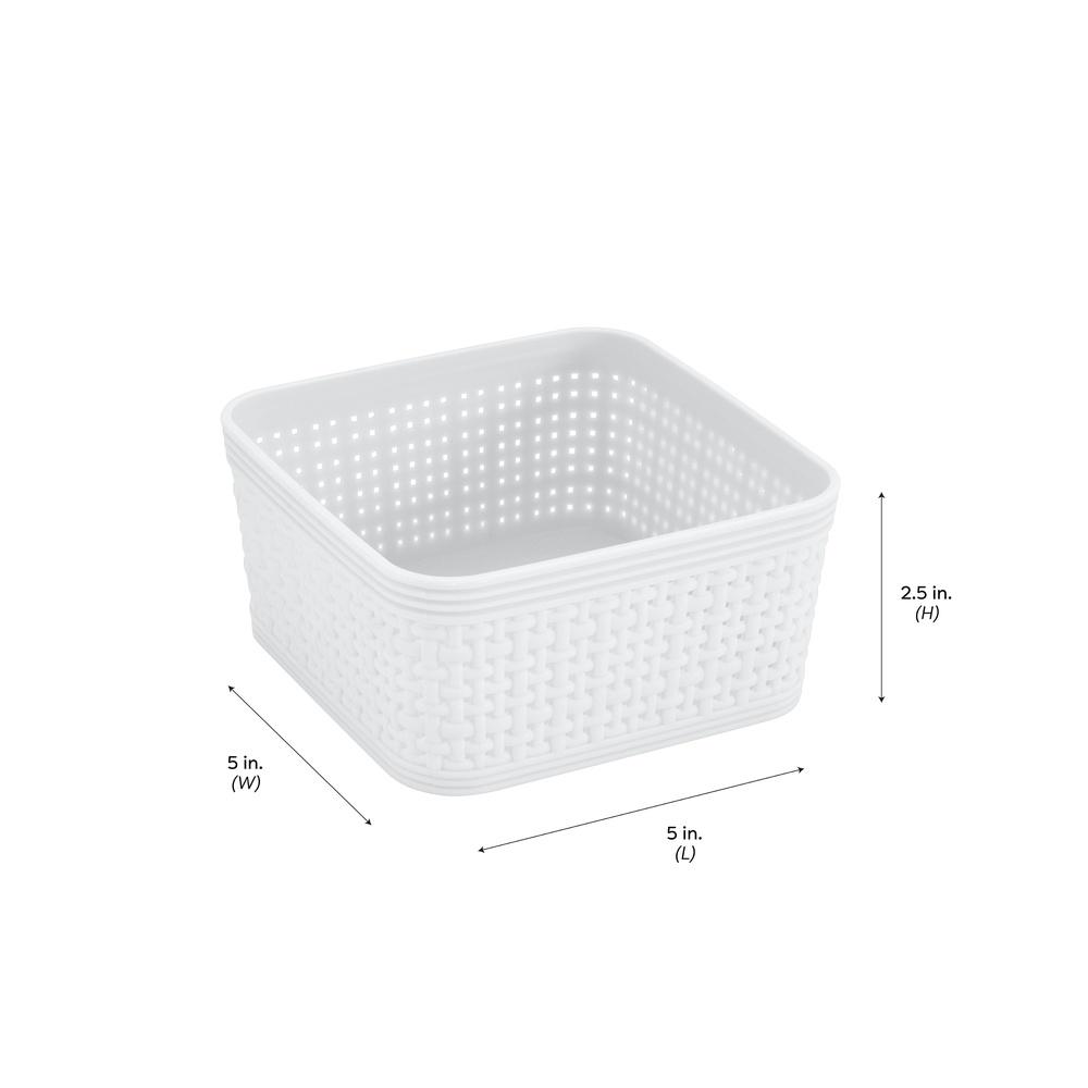 6 Pack Plastic Organizing Storage Basket Set White