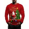 Spring and Autumn Round Neck 3D Printed Top Christmas Costume Fashionable Casual Long Sleeved Men's T-shirts