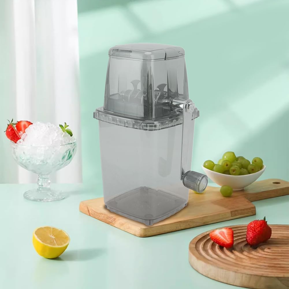 Hand Crank Ice Crusher, Manual Hand Crank Operated Breaker, Portable Chopper Transparent Stainless Steel Breaker Making Drinks Machine for Fast