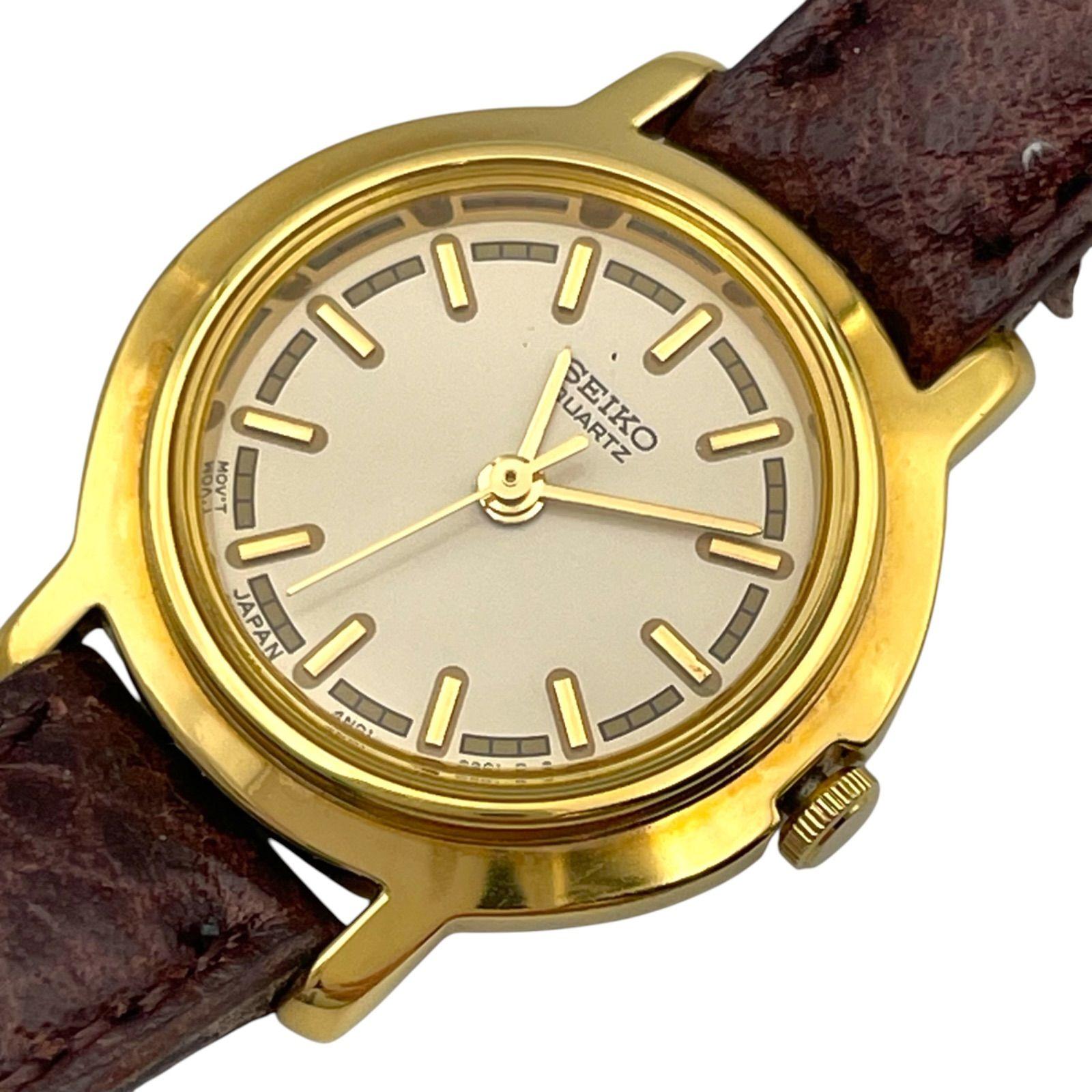Б/У Рабочая/Новая Батарейка Seiko SEIKO 4N01-0441 Кварцевые Аналоговые 3 Стрелки Часы Золотые Женские Винтажные Круглые Редкие [d8]