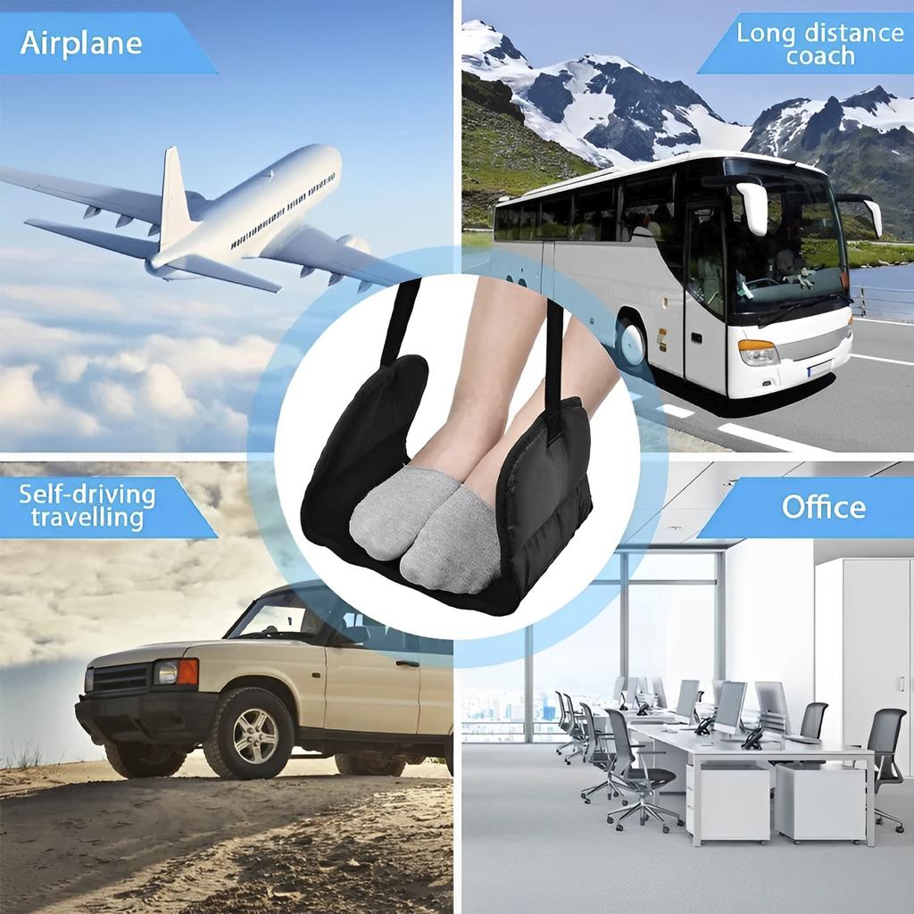 1/3Pcs Airplane Foot Hammock 420D Oxford Cloth Adjustable Aeroplane Footrest with Storage Bag Travel Plane Hanging Foot Hammock