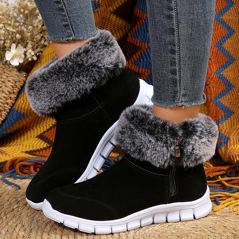 

Fashion Fashion Fluffy Faux Fur Snow Boots for Women Winter Warm Thick Plush Cotton Padded Shoes Woman Comfort Slip On Flat Ankle Boots 36 чёрный