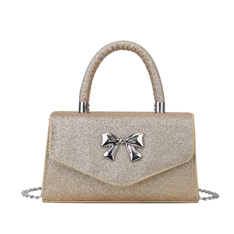 2025 texture foreign style new popular bow fashion casual simple chain single shoulder crossbody small square bag women