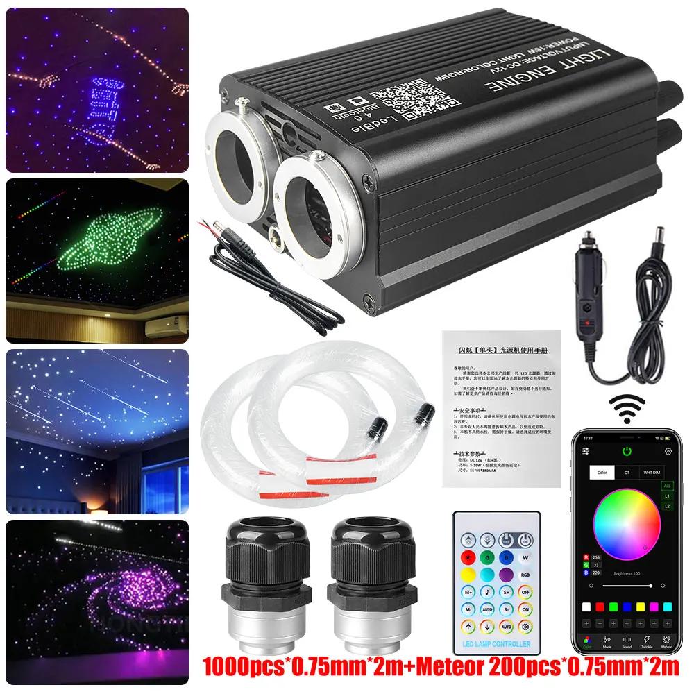 32W Twinkle Dual Port Fiber Optic Star Ceiling Kit With Meteor Effect APP Car Roof Stars Fiber Optic for Car Ceiling Lighting