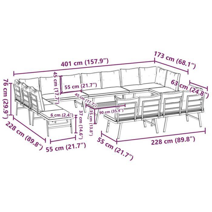 VidaXL Garden Bench Set with Cushions 9 Pcs Black, Outdoor Furniture Set, Picnic Set of 3283736