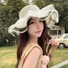 Summer Sweet and Cute Lace Strap Hat Women's Outdoor Travel Sunshade Sunscreen Hat Casual Straw Hat