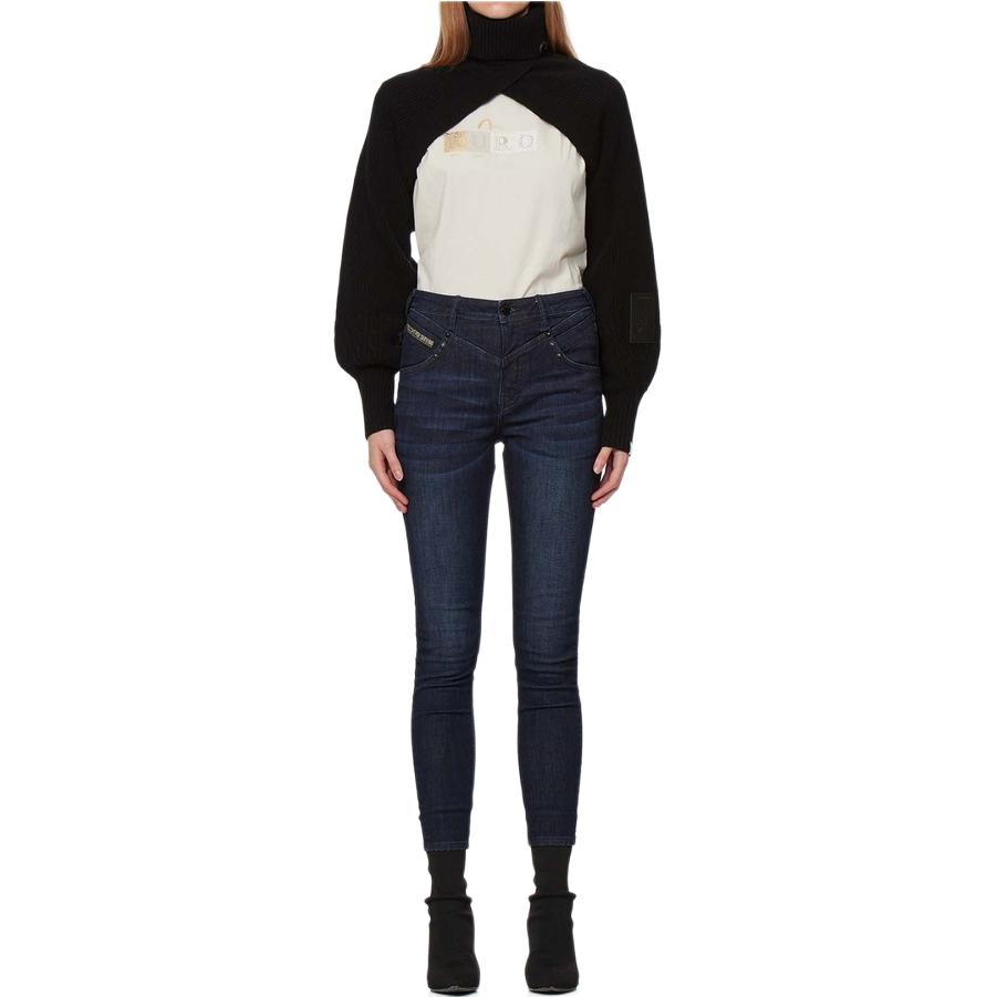Evisu Kuro Turtleneck Knitted Sleeve Sweater Women sweater Black 2EAGNW1CN480FFWX