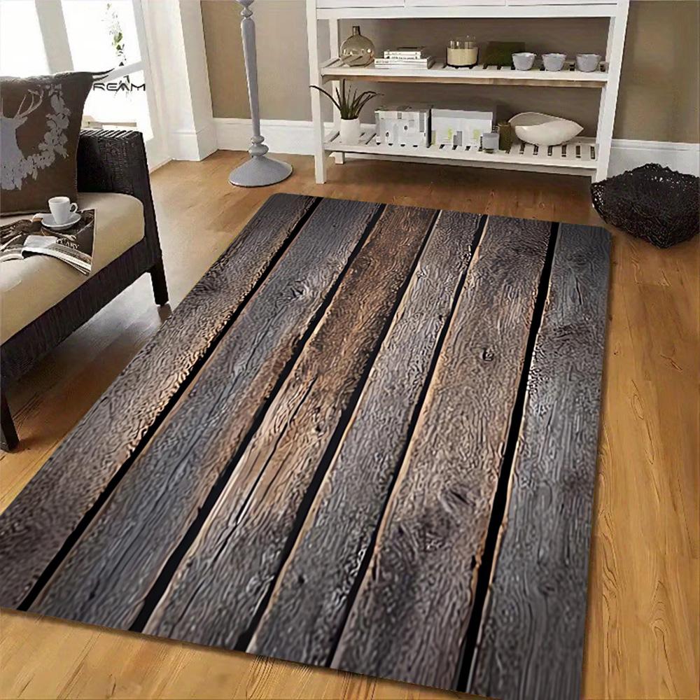 Wooden Wall Paneling Texture Decoration,Carpet,Living Room,Bedroom, Non-slip,Square rug