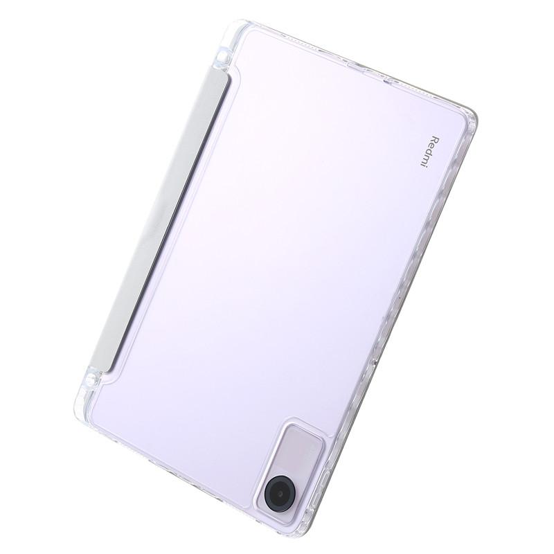 11" Smart Folio PU Leather Acrylic Hard Back Stand Cover for Redmi Pad SE Case with Pencil Holder Foldable Protective Skin Feel