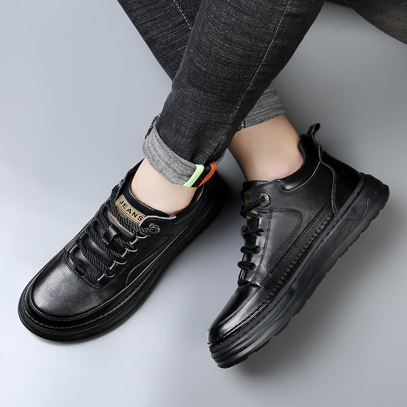 Móda Vysoce kvalitní kožené pánské ležérní boty s tlustou podrážkou Business Protiskluzové boty Módní Oxfordky Venkovní Chůze Sportovní Tenisky