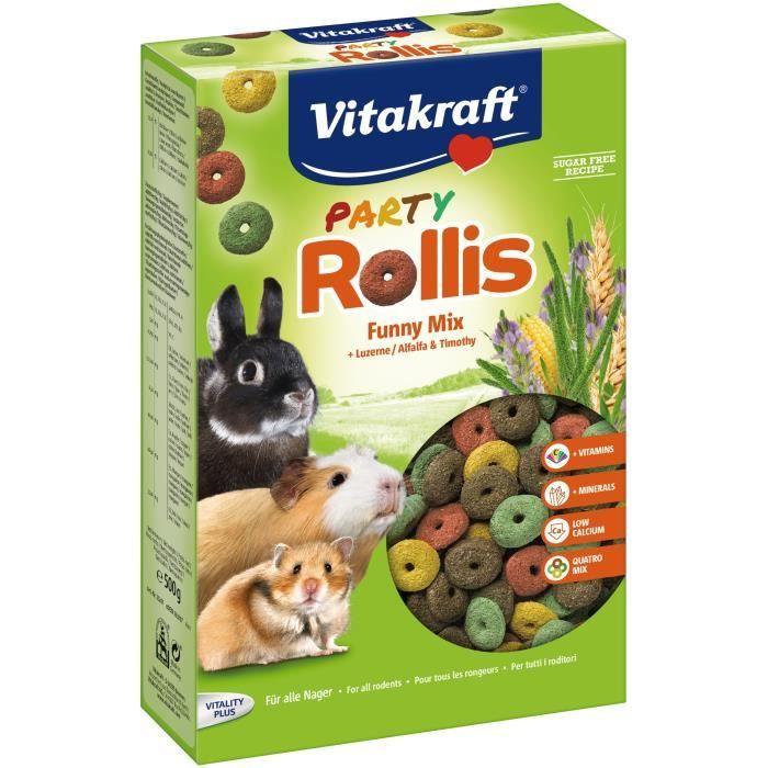 VITAKRAFT Party Rollis Friandises Colorées Pour Petits Mammifères - Lot De 7x 500 G