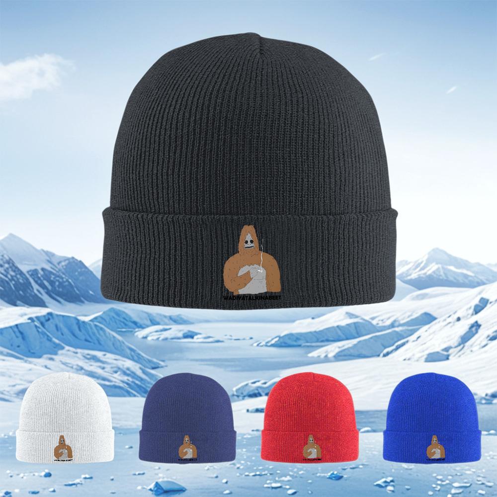 Bigfoot holding smoking joint Men Women Unisex Knitted Hat Beanie Pullover Cap Winter Thermal Warm Christmas Outdoor Cycling Hik