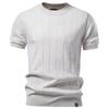 AIOPESON Men's 100% Cotton T-Shirt Wide Striped Crew Neck Smart Casual Old Money Vintage Tee Breathable Summer Knit Top
