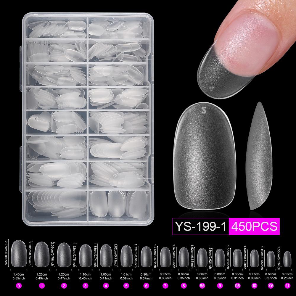 Matte 450-Piece Almond Wearable Nail Tips - Ultra-Thin, Seamless, No Filing Needed False Nails for Manicure
