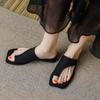 Slippers women's flat toe cool slippers wear summer square head fashion versatile leather beach slippers