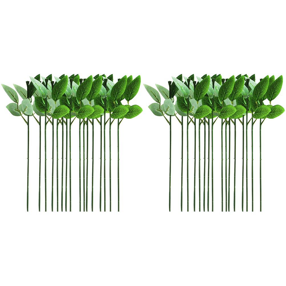 

40 Pcs Artificial Roses Flower Stem DIY Floral Material for DIY Craft Bouquet Making Accessories for Wedding Home Decoration зелений