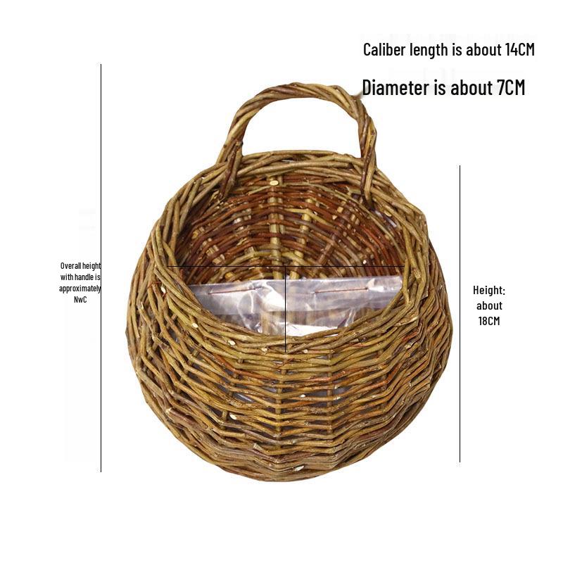 Handmade Willow Woven Wall Hanging Flower Basket Pot