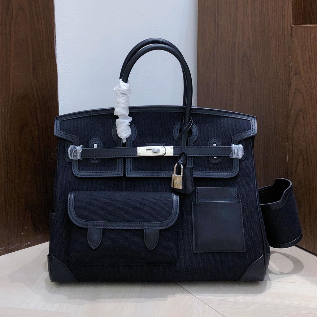New Style Cargo 35cm Visible Hardware Bag Cowhide Connection Large Capacity Fashion Handheld Shoulder Bag