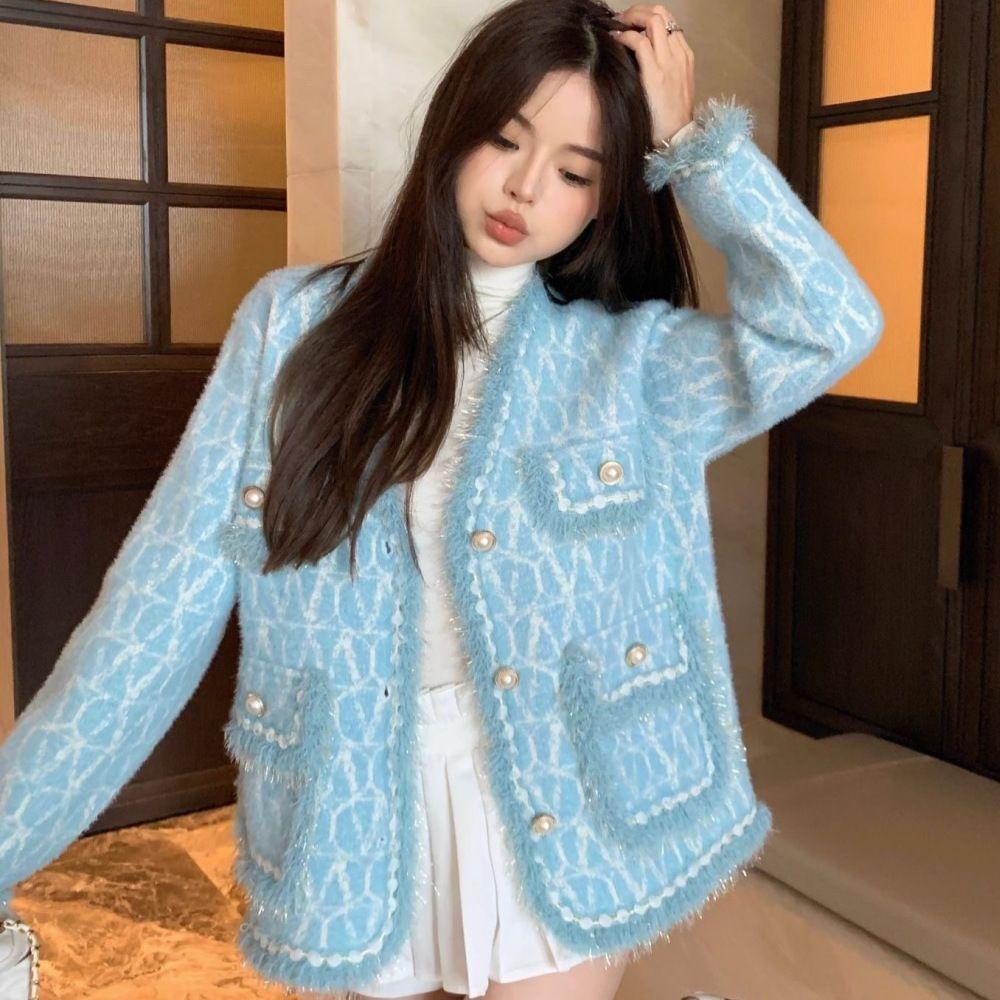 High-end Western Style Small Fragrance Knitted Cardigan Women's Lazy Style Unique Beautiful French Style Small Fragrance Jacket