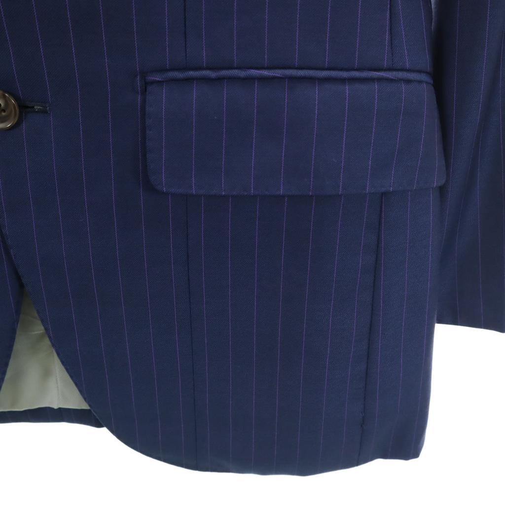DORMEUIL Wollgestreifte maßgeschneiderte Jacke Marineblau Herren Gebraucht
