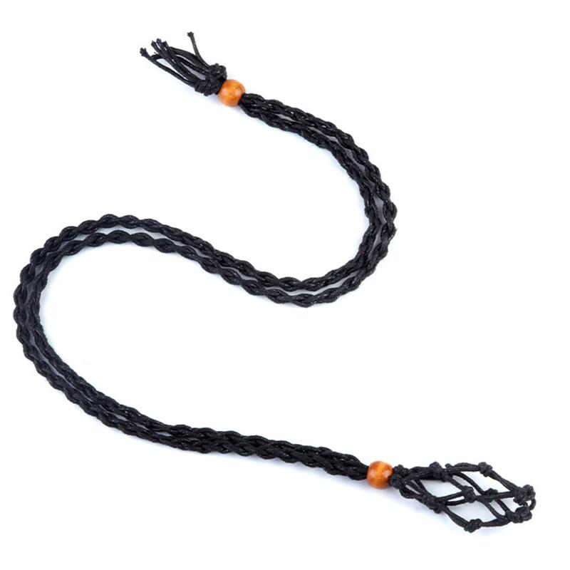 

1PC Necklace Holder Jewelry Making Accessories Meditation Stone Holder DIY Net Rope Hand-Woven Crystal Cage Empty Adjustable