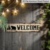 2D Flat, 1pc, 3.94 X 15.74 Inches Aluminum Decorative Sign -Rustic Bear Silhouette Metal Wall Decor - Vintage Cabin Sign with Welcome Bear & Paw