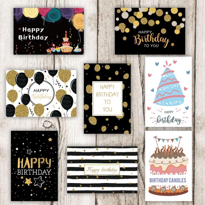 24 Pcs Birthday Card Set 3D Cake Birthday Card Greeting Card with Envelope Birthday Gift for Children Man Dad Husband