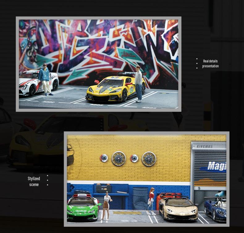 1:64 Scale Miniature Parking Garage Model with Lights and PVC Assembly