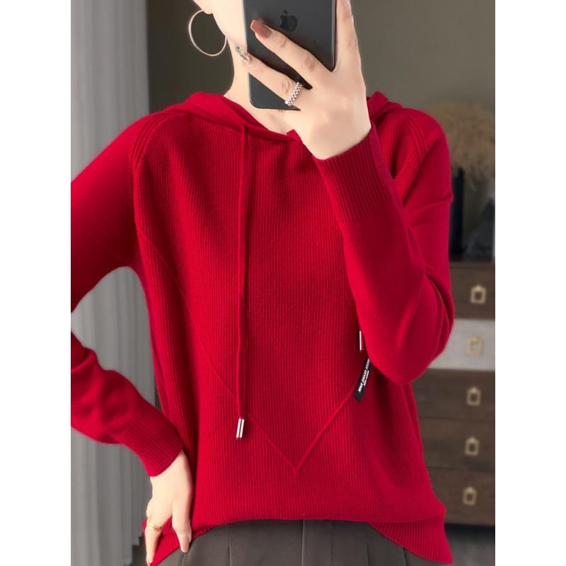 Niche design black label osmanthus needle knitted sweater women's lazy style loose and thin hoodie sweater jacket