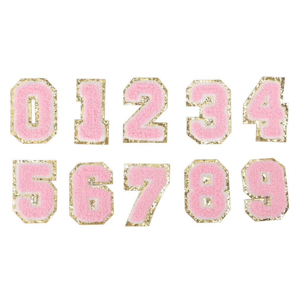 10Pcs Pink Number Patches 0 To 9 Number Exquisite Pink Easy Ironing Widely Used Iron On Patches for Jacket Shirt Shoes