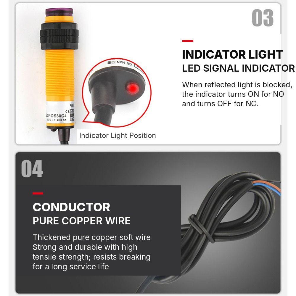 1Pcs Adjustable Sensitivity Diffuse Reflection Photoelectric Switch