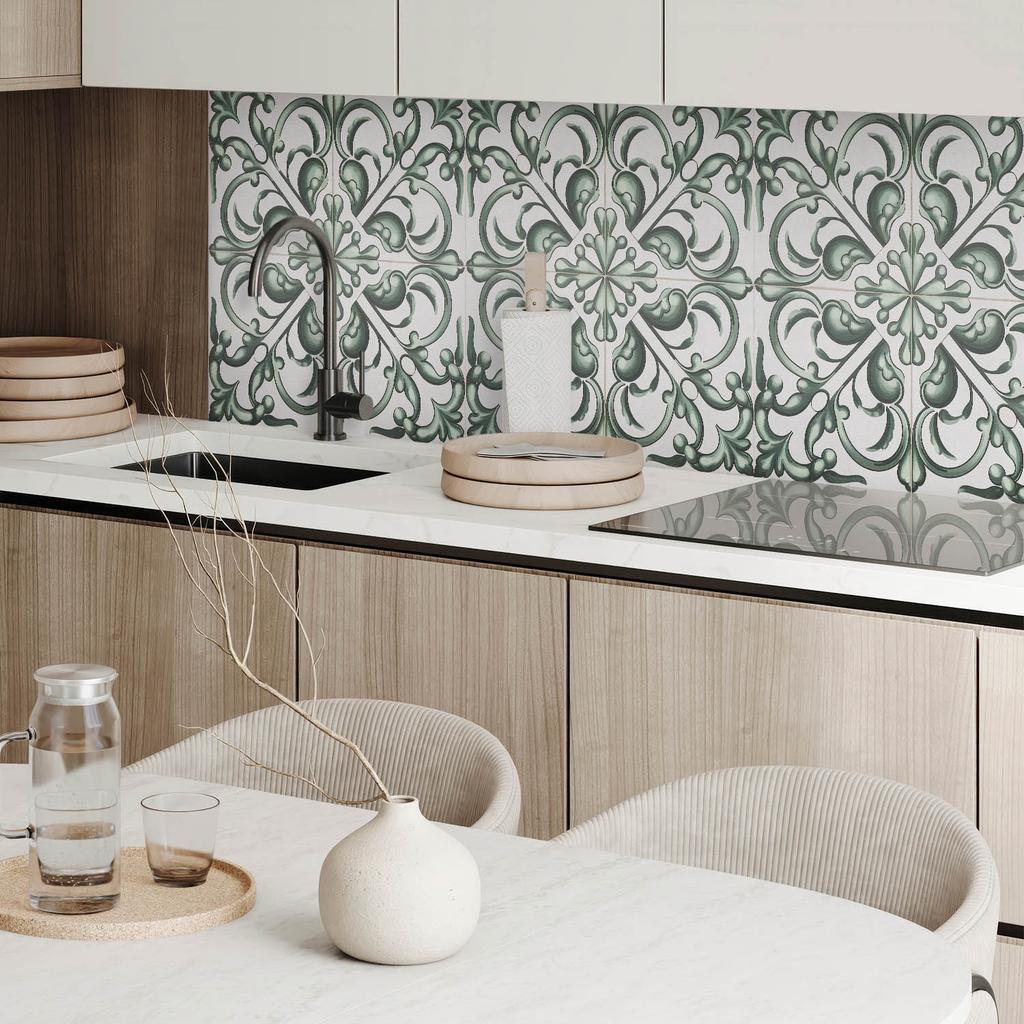 PVC Panel With Motif Easy Decoration For Dining Room 100x50 cm Plant Pattern in Symmetry