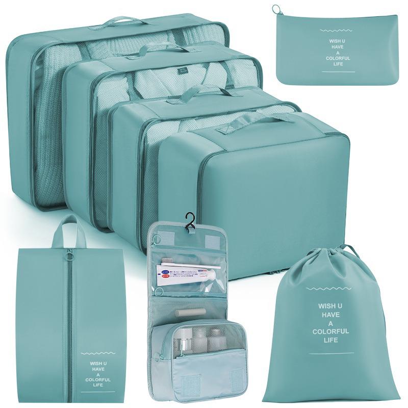 Eight-Piece Waterproof Travel Storage Bag Set for Business Trips - Large Capacity