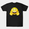 Asian Size Men Black Print T-shirt Thumbs Up Emoji No-Cut Print Cotton Tshirt