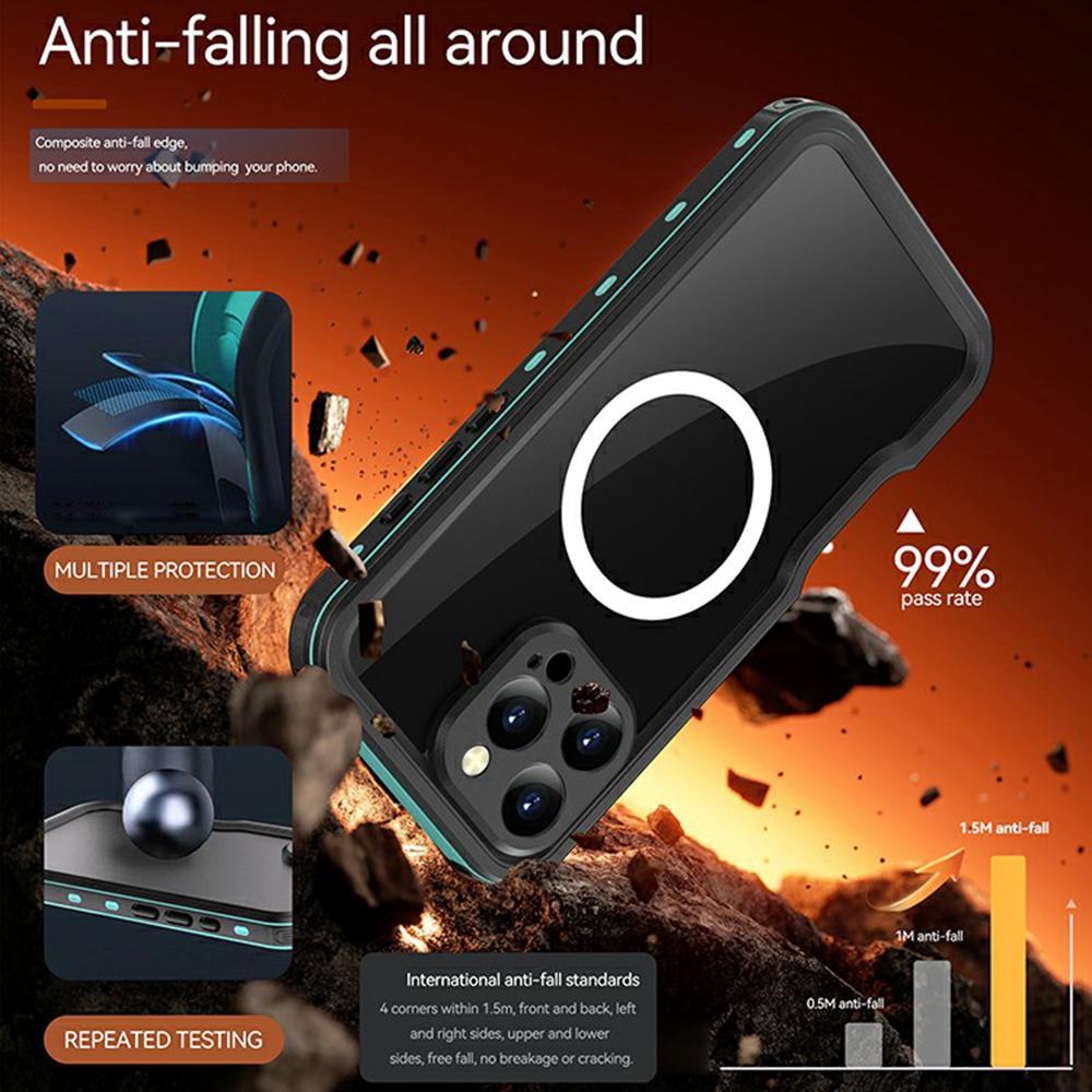 REDPEPPER D-UP Series For iPhone 16 Pro Max Case IP68 Waterproof Clear Back Panel Phone Cover Compatible with MagSafe