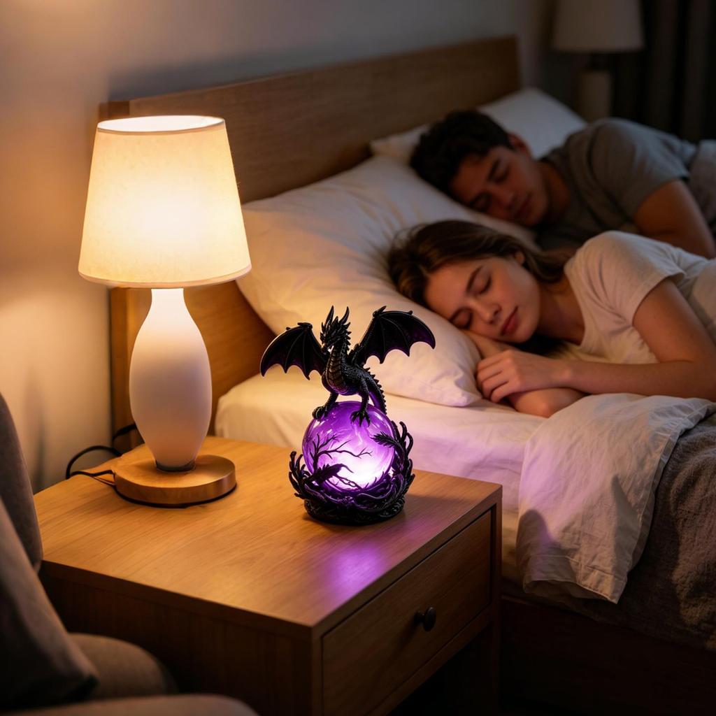 Dragon Figurine Gothic Resin Sculpture with Ball Dragon Statues Figurines for Yard Outside Porch Backyard Halloween Night Home