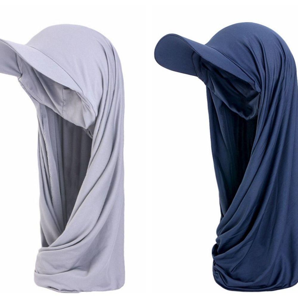 Solid Color Sun Visor Turban Simple Scarf Hat Long Hijab Shawl Hat Daily Wear