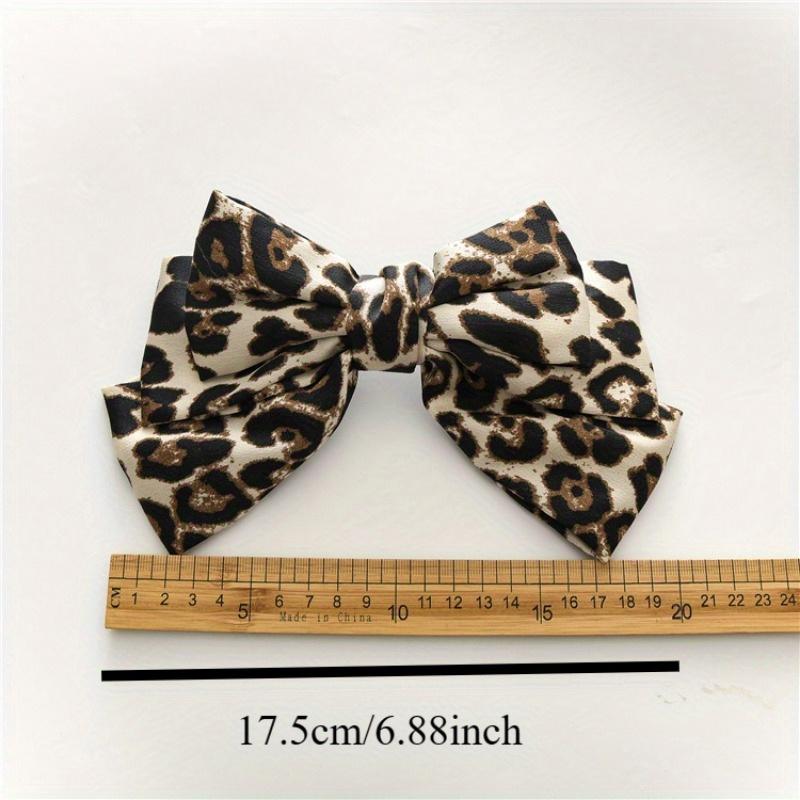 Boutique Cloth Leopard Three Layers Big Bow Hairpin Spring Clip Barrettes Women Girls Hair Accessoriesr Headwear