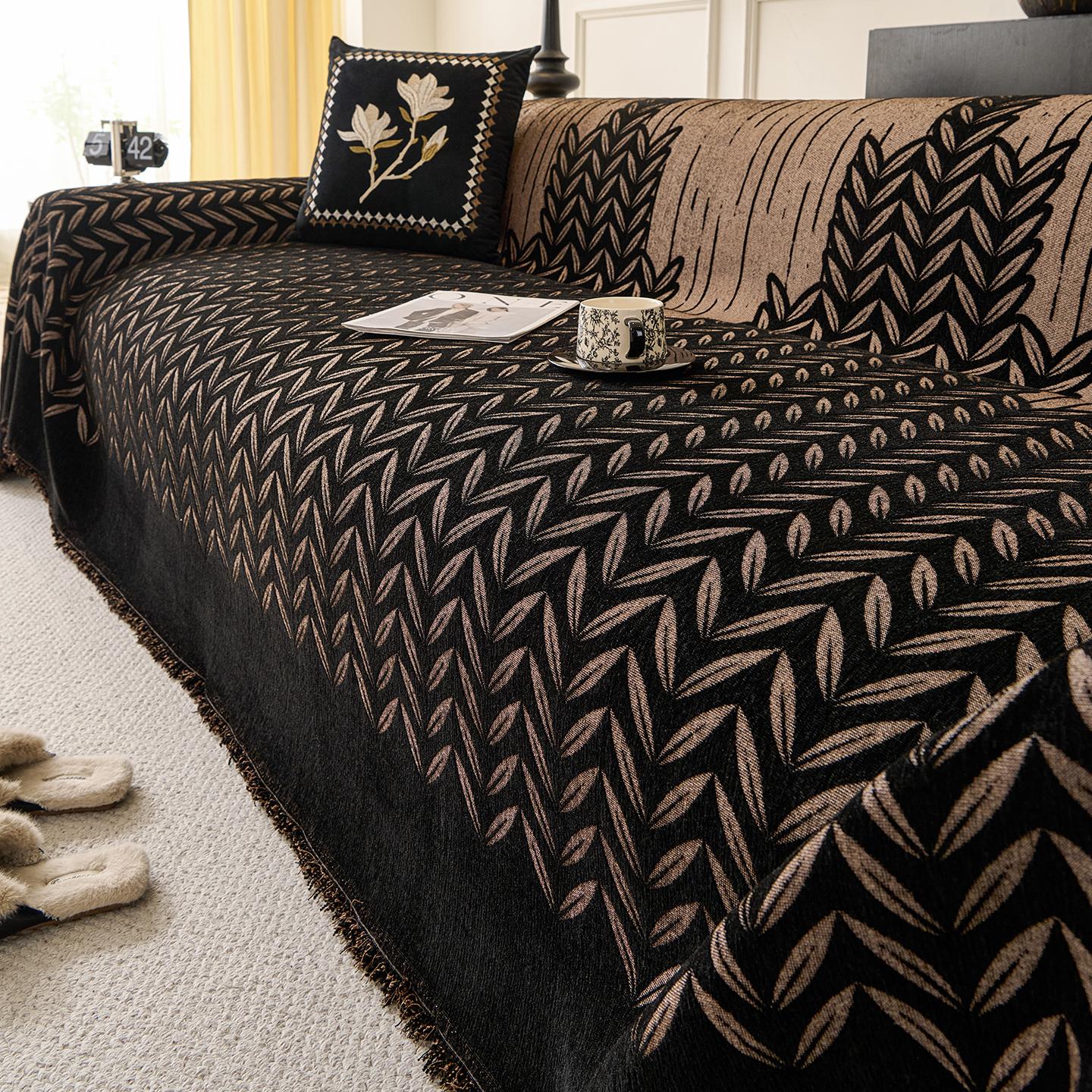 

Кавово-коричневий диванний плед все в одному з шенилі, повне покриття, захищений від котів, для L-подібного та 2/3/4-місного дивана 130x180cm