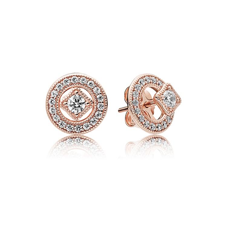 

Pandora Vintage Charm Earrings Women earrings Rose-Gold 280721CZ Box