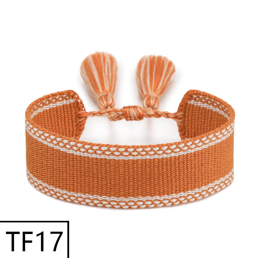 Adjustable European & American Fashion Embroidered Polyester-Cotton Tassel Bracelet with Customizable Logo