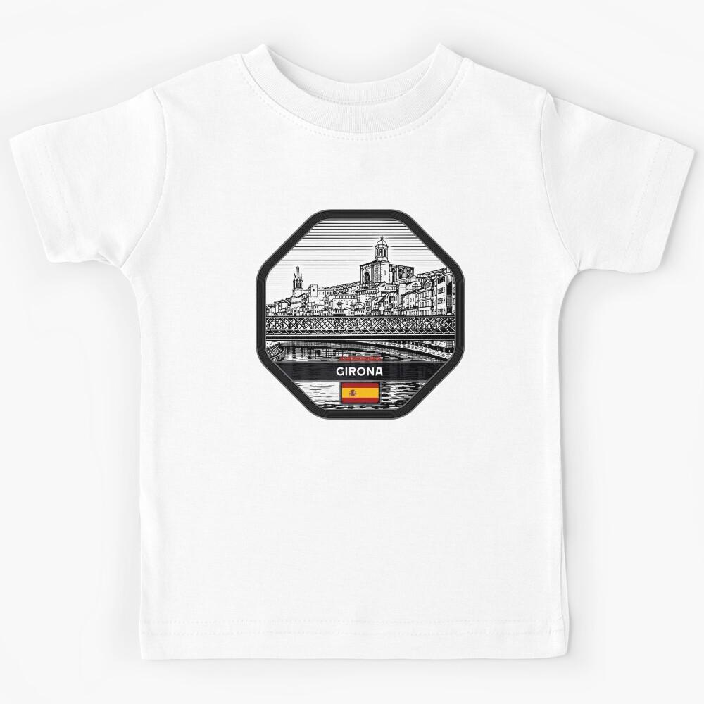 Girona Spain Linocut Style  Kids T-Shirt 160