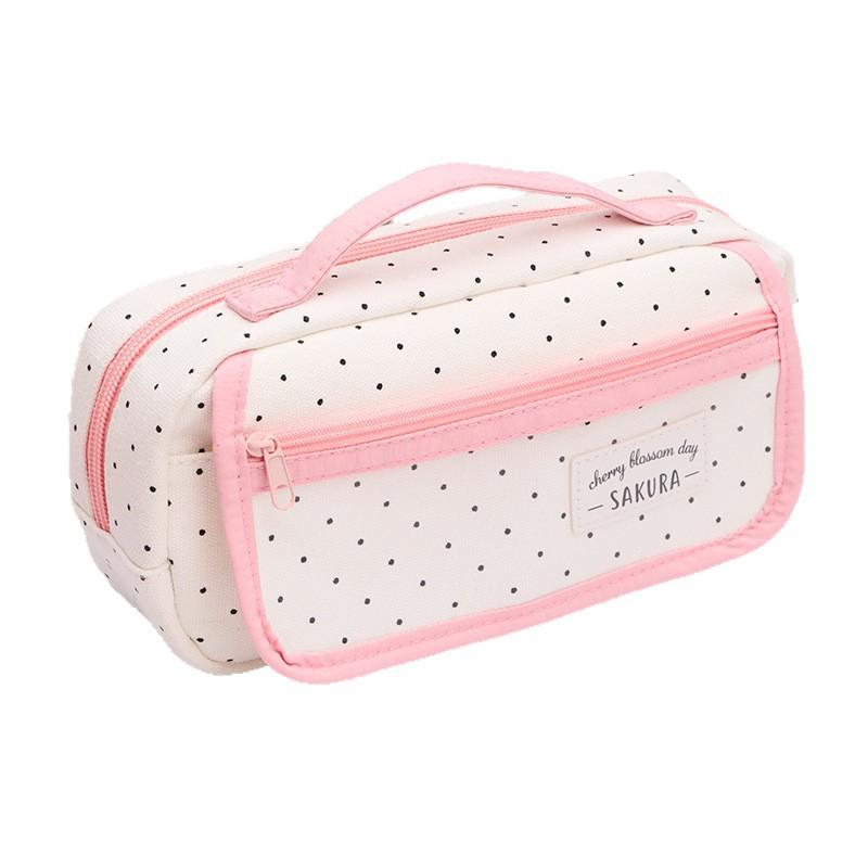 Multifunctional Stationery Box Simple and Creative Middle School Student Girl Canvas Large Capacity Pencil Case Pencil Case