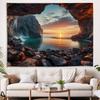 Tropical Ocean Beach Sunset Tapestry Hawaii Natural Seaside Wall Hanging Home Decor for Bedroom Living Room Dormitory