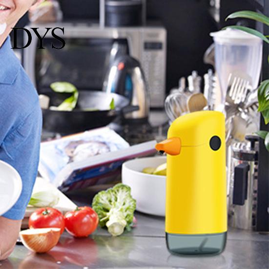 Gelber 220ml Seifenspender Cartoon Ente Design Nachfüllbar Batteriebetrieben Verstellbar Lagerung ABS Automatische Induktion Händedesinfektionsmittel für Küche