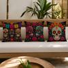 Halloween Sugar Skull Cushion Cover Organic Short Plush Cushion Covers Machine Washable Wrinkle-Resistant Soft Durable