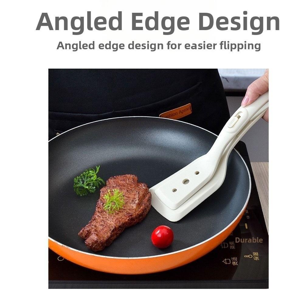 Silicone 2 in 1 Spatula Tongs Heat Resistant Fried Steak Clamp Spatulas Bread Clip  Fish Flipping