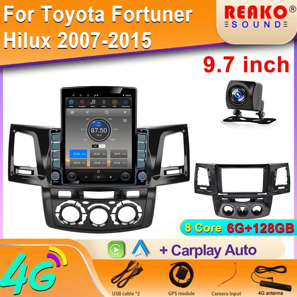 9.7" Vertical Style Tesla Screen Android 12 Car Radio For Toyota Fortuner Hilux 2007-2015 Navigation GPS Multimedia Player 2din
